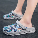 Slippers Men Beach Sandals EVA Bottom Hollow Clog Slippers Comfortable Beach Mules Shoes Men Hole