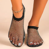 Breakj Drill Mesh Sandals Women 2025 Summer New Comfortable Foot Size Lady Flat