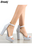Summer Platform Allover Glitter Decor Chunky Heeled Sandals High Heeled Comfort Casual Sexy Elegant Women's Sandals
