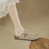 Sandals Women 2023 Couple Slippers Retro Suede Sandals Solid Color Belt Buckle Women's Shoes Light Comfortable
