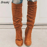 New Women Knee-High Boots Lace Up Sexy High Heels Women Shoes Lace Up Spring Autumn Boots Warm Size New Fashion