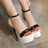 Shoe Size 41 42 43 44 45 Sandals Women Platform Shoes Sexy 16 CM High Heels Open Toe Buckle Nightclub Shoes