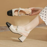 Breakj New Autumn / Winter 2023 Fashionable Elegant Square Head Shallow Stitching In The Heel Thick Heel Casual Commuting Work
