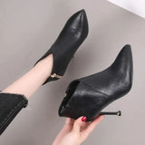 Black Footwear Sexy Female Ankle Boots Heeled Very High Heels Short Shoes for Women Y2k Quality Goth Pu New Rock in