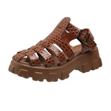 Fashion Gladiator Women Narrow Band Cross-tied Platform Square Heel Peep Toe Rome Design Sexy Mature Shoes