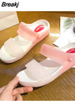Women Blue Summer Sandals Rubber Jelly Shoes Non Slip Comfort Women Slipper And Sandal Hot Sale Women Beach Shoes Indoor