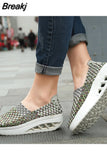 sneakers women shoes wedges increased thick platform shoes woman woven breathable casual sneakers