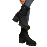 New Autumn And Winter New British Style Fashion Boots Belt Buckle Fashion High-Heeled Thick Match