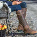 Women Boots Pu Leather Zipper Retro Casual Womans Booties Gladiator Low Heel Shoes Ladies Fashion Botas Mujer
