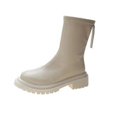 Women Thigh High Boots Women Casual Plush Knee Boots Brand Designer Zip Ladies Leather Long Boots White Mujer Shoes