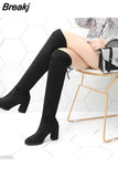 Long Faux Suede Boots Women Over-the-knee Boots Casual Black Sexy Nightclub Platform Shoes for Women Autumn Women