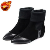 Shoes for Women Suede Female Ankle Boots Pointed Toe Footwear Flat Black Booties Designer Luxury with Free Shipping Pu