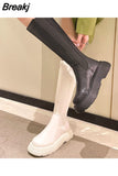 Shoes Woman Zipper Rubber Boots Sexy Thigh High Heels High Sexy Round Toe Clogs Platform Boots-Women Chelsea Rain Autumn