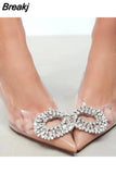Womens Sandals Luxury Brand Summer Fashion Transparent Rhinestone Pointed Toe High Heels 8cm Ladies Sexy High