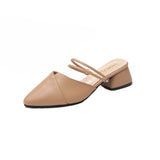 Pointed Toe slides Shallow High Heels Shoes Sandals Black Beige Block Square Heel Pumps 2023 Party Women Mules