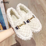 Autumn Winter New Outdoor Home Indoor Wool Bag with Cotton Shoes Anti Slip Warm Lady Beans Shoes 36-40