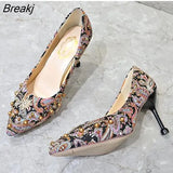 crystal metal snow rivets single shoes red/black women wedding shoes pointed toe thin high heels slip on pumps
