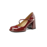 Women Mary Janes Shoes Vintage Pumps Patent Leather Shoes High Heels Dress Shoes Black Shallow Boat Shoe Zapatos