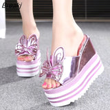 Rabbit Head Wedge-heeled Slippers Women's Summer New In-line Waterproof Platform High-heeled Bow Sandals
