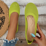 Spring and Autumn New Fashion Round Head Solid Light Mouth Candy Mesh Breathable Large Women's Flat Shoes Single