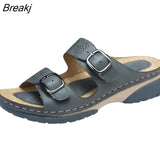 Wedges Sandals Shoes for Women Fashion Belt Buckle Platform Outdoor Walking Slippers Non-slip Open Toe Ladies Shoes Size