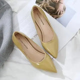 new Korean wild thick with high heels shallow mouth pointed work single shoes classic simple large size women's