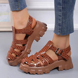Fashion Gladiator Women Narrow Band Cross-tied Platform Square Heel Peep Toe Rome Design Sexy Mature Shoes