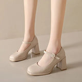 Heels Women 2023 Trend Chunky Heels Platform Lolita Mary Jane shoes Elegant Party Korean Shoes Dress beige yellow