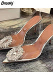 Buckle Strap Women Pumps Thin Heels Pointed Toe Designer Shoes Woman Spring Summer 2023 Rose Silk Dress Ladies