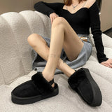 Brand Plush Cotton Slippers Women Flats Shoes 2023 New Fashion Platform Casual Home Suede Fur Warm Slingback Flip