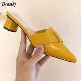 Riband Decoration Slippers Women Fashion High Quality Round Heel Shoes Casual Sweet High Heels Plus Size 42 Women