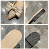 Summer Women Baotou Sandals Fashion Bow-knot Low Heels Pumps Female Silk Sexy Pointed Sandalias De Mujer Women's
