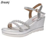 Mujer 2023 Sandals Platform Women Ankle Strap Shoes Women Fashion High Heels Wedges Dress Party Shoes Open Toe