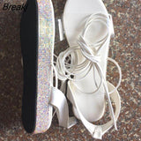 New Summer Platform Sandals Women Ankle Straps Sandalias Handmade Rhinestones Sexy Open Toe Beach Shoes Plus Size