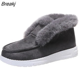 Boots Women Winter WLarm Plush Fur Snow Boots Suede Leather Shoes Ladies Slip on Comfortable Female Footwear