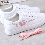 Spring Fashion Breathble Vulcanized Shoes Women's Sneakers PU Leather Platform Female Lace Up Casual Footwear White