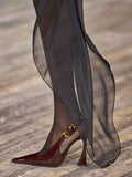 Caiying Rose Baotou Sandals Women's New Pointed Back Empty Shoes Lacquered Leather Stilettos Sexy High Heels In Spring