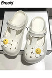 Comfort Shoes for Women Female Sandal All-Match Clogs Wedge 2023 Summer Two Weare Medium Girls Closed Fashion Platform