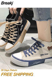 Spring Summer Fashion New Bear Women Canvas Shoes High-top Canvas Shoes Lace Up Casual Sneakers Female Off White