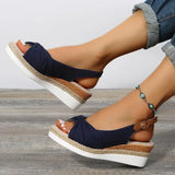 for Women Fashion Buckle Peep Toe Comfort Lightweight Wedges Sandals Summer Wear-resistant Women Office Wedding