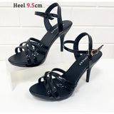 Heel Sandals Women Shoes 2023 Summer New Slippers Red Fine Heel Patent Leather Women Open Toe Plus Size Sexy Ladies