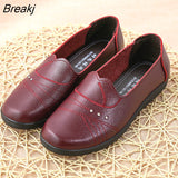 Women Flat Shoes Leather Casual Loafers Female Fashion Slip On Moccasins Mother Shoes Comfort Ladies