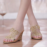 The Summer Of 2024, A New Style With Diamond Sandals, Women's Slope Heels, Elegant Temperament, Sexy Crystal