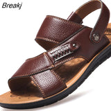 Men Leather Sandals Classic Mens Shoes Beach Slippers Soft Sandals Male Roman Sandal Comfortable Outdoor Walking