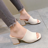 Women Sandals Slippers Luxury Summer Outdoor Casual Women Shoes Open Toe Soft High Heels Slides Black Mules Sandals Size