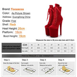 And Winter Fashion Pole Dance Show Shoes 20CM Hate Sky High Flock Mid-Calf Boots Women Sexy Platform Zipper High