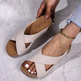 Breakj New Large Size Leather Bread With Thick Bottom Crocs Light Good Wear Sandals Women