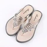 Women Fashion Peep Toe Silver High Quality Anti Skid Beach Sandals Lady Casual Golden Crystal Summer Home Sandals