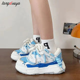 Grey Sports Shoes Casual Platform Sneakers Women Kawaii Lolita Vulcanize Korean Fashion Designer Flats Footwear