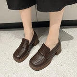 shoes Women Chunky heels Height Increase Shoes Ladies Vintage loafers Japanese Student Shoes College Style High